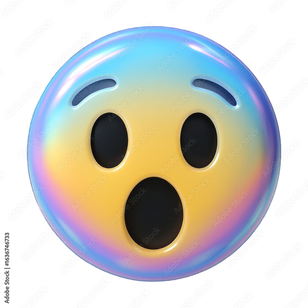 Fototapeta premium PNG Colorful shocked emoji illustration.