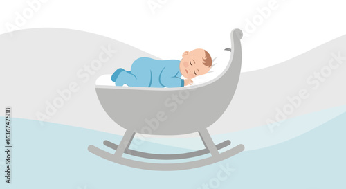 Peaceful Slumber Of Baby Resting Inside Cradle In Serene Nursery Scene