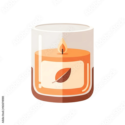 Aromatic ambiance candle, infused with autumn essence and flickering warmth, evokes tranquility and sets a soothing, decorative mood for mindful reflection