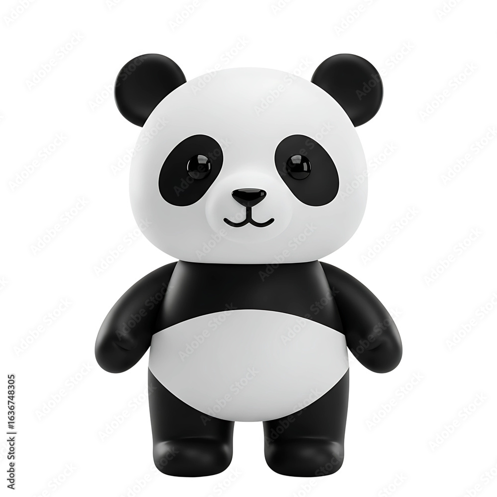 Naklejka premium Charming 3D rendered panda bear standing with a friendly expression, perfect for kids' content