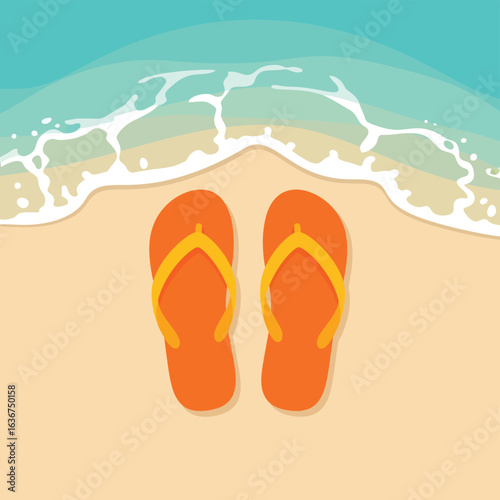 Flip-Flops on the Beach - Summer Vector Illustration