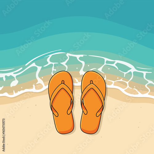 Flip-Flops on the Beach - Summer Vector Illustration