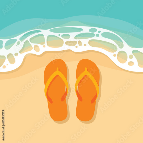 Flip-Flops on the Beach - Summer Vector Illustration