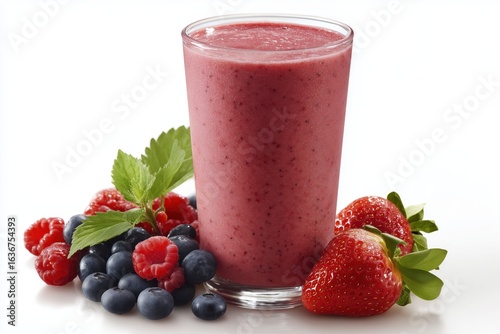 Wallpaper Mural A vibrant berry smoothie in a tall glass, surrounded by fresh berries, evoking refreshment, health, and natural goodness. Torontodigital.ca