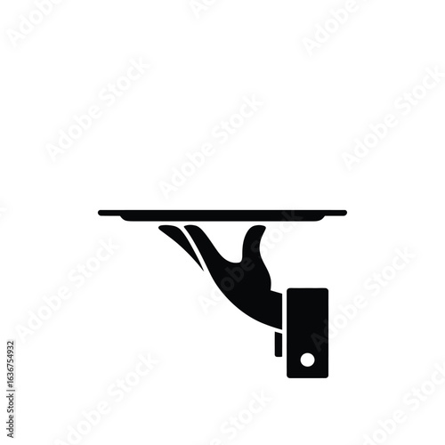 Hand serving a radiant sun on a tray