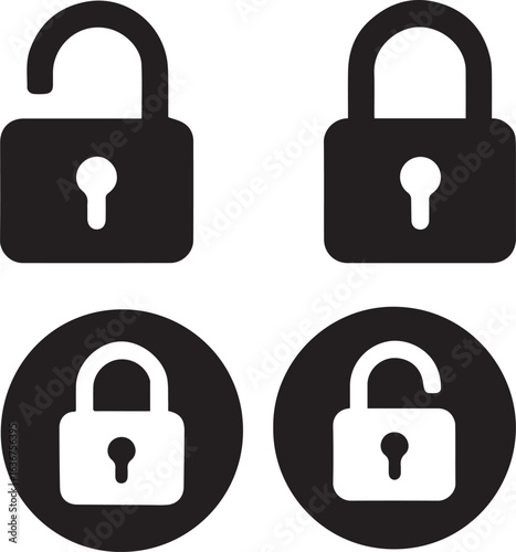 A set of open and closed lock icons for security.