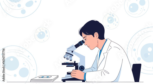 Scientist Exploring Microscopic World With Microscope In Advanced Laboratory