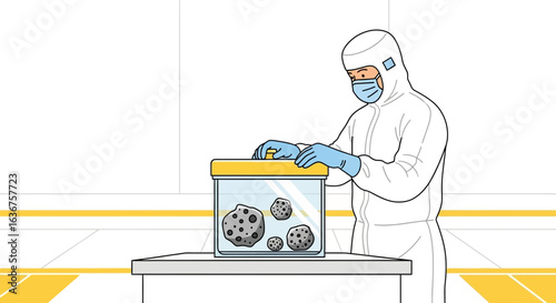 Scientist Handling Asteroid Samples In Laboratory For Research And Space Exploration