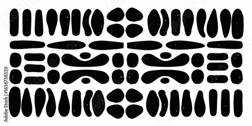 Abstract black organic shapes on white background