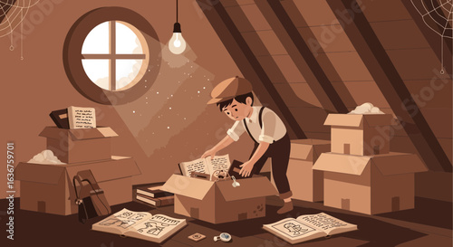 Vintage attic discovery: A nostalgic journey through childhood memories in storage space