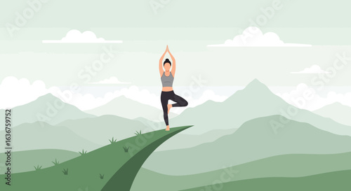 Yoga Practice Atop Mountain Peak Enhancing Mindfulness And Physical Wellbeing