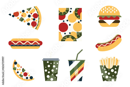 Delicious Food Elements: A vibrant arrangement of delectable culinary items, showcasing a variety of appetizing choices in a visually appealing manner.