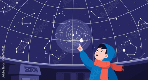 Young Astronomer Exploring Celestial Wonders in Observatory Underneath the Stars