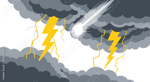 Spectacular Celestial Collision Encounter With Stormy Weather And Fiery Thunderbolt