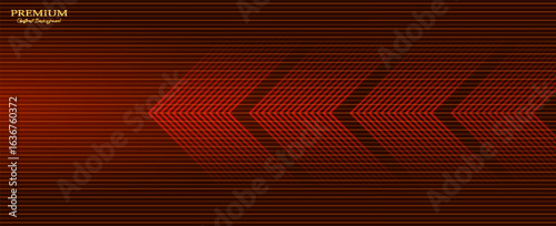 red abstract background with glowing arrow lines. Modern red geometric lines design. Technology futuristic concept. Horizontal banner template. Suit for cover, header, poster, banner, web
