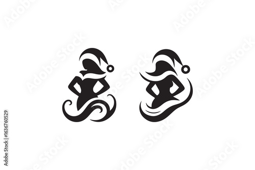 Santa Girl Silhouette Vector Art