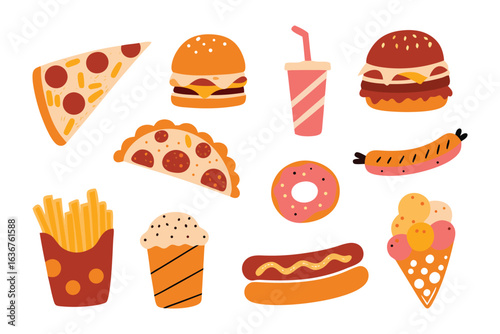 Delicious Feast: This image showcases a delectable assortment of comfort food and culinary delights, inviting the viewer on a visual journey through savory snacks and sweet treats.