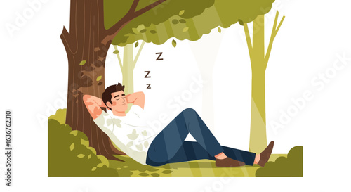 Taking a Relaxing Nap in the Forest: Enjoying Nature's Serene Moment