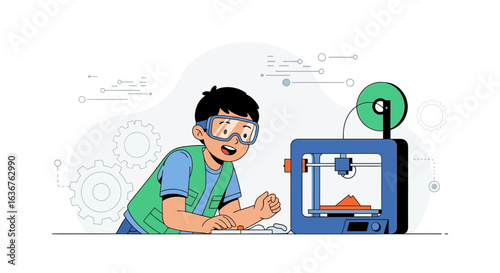 Young Innovator Using 3d Printer For Innovative Designs and Creations