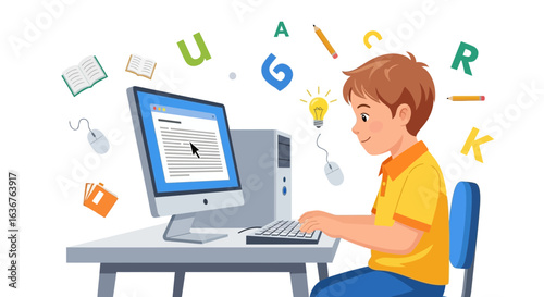 Young Student Engaged In Digital Learning At Home For Knowledge And Education