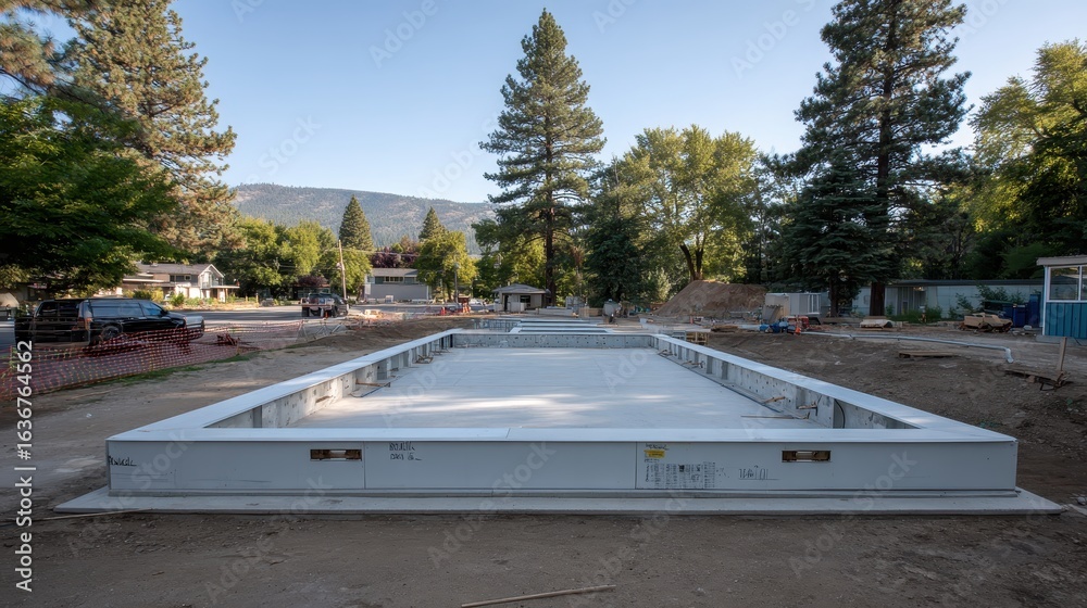 Obraz premium Construction Site with Foundation for Future Building Project