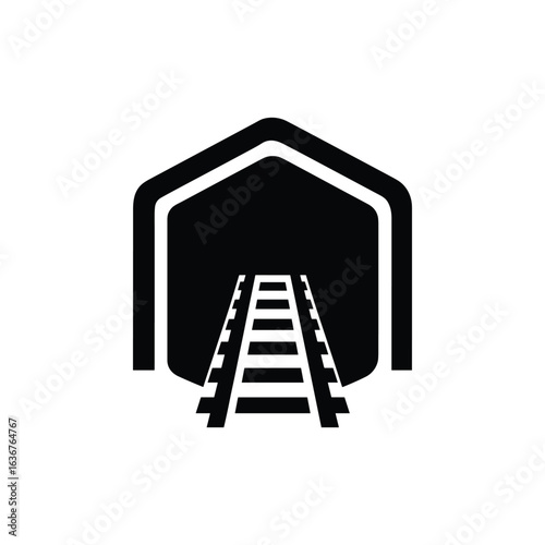 Train tunnel entrance vector illustration minimalist design railway transportation concept for travel industry and underground infrastructure development with depth perspective