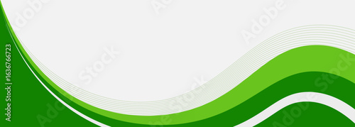 Abstract White and Green wave wide background banner