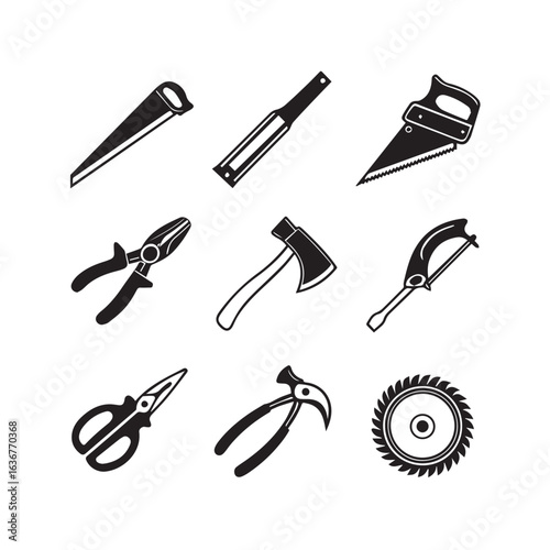 Collection of hand tools for woodworking and gardening