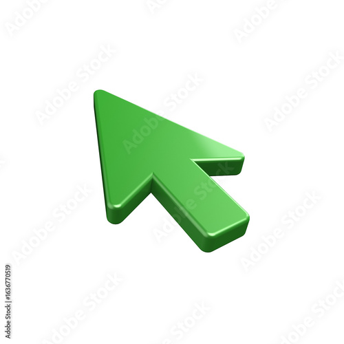 A 3D render of a paint metallic click pointer cursor arrow icon on transparent background