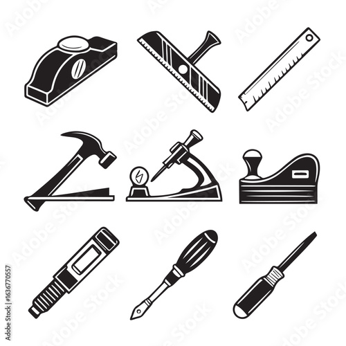 Collection of vintage hand tools for woodworking and craftsmanship