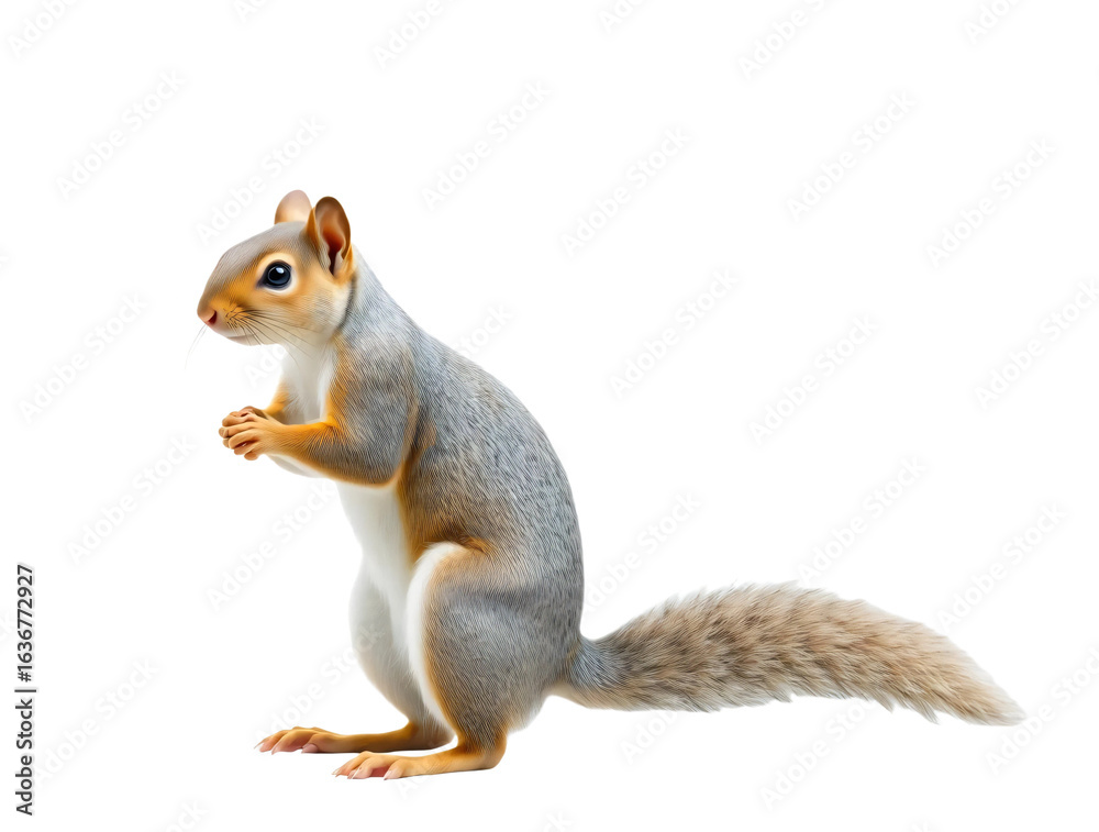 Obraz premium Squirrel standing upright isolated on transparent background