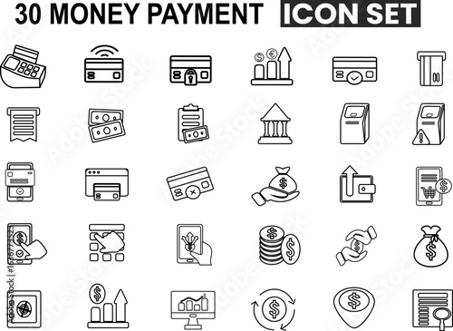 The activity icon while shopping are related to digital financial transactions to start the process of paying, sending, or receiving money.