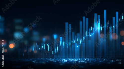 Financial Data Visualization Showing Upward Trends in Digital Environment