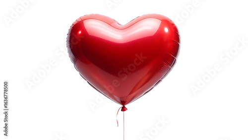 A shiny red heart balloon isolated on transparent background, perfect for valentines day and romantic celebrations