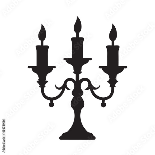 Antique Candelabra With Three Candles Silhouette Art
