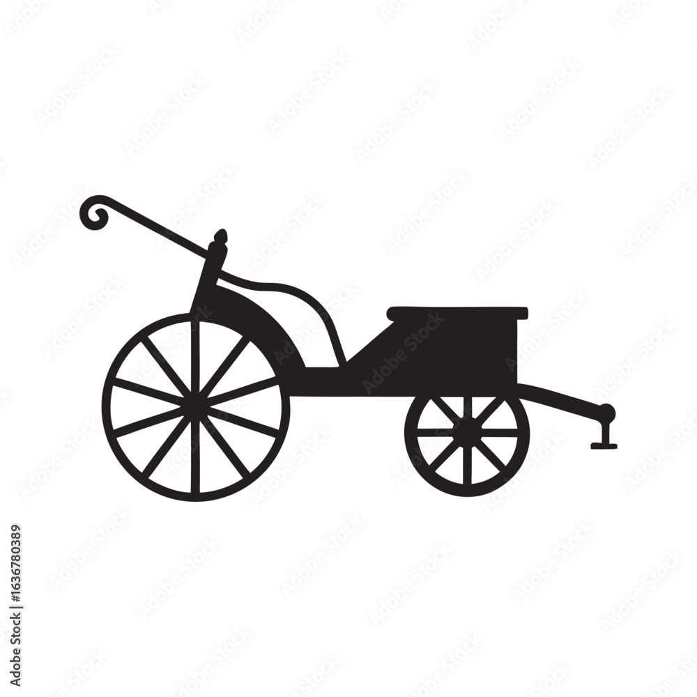 Fototapeta premium Farm Plow With Wooden Handle Silhouette Illustration