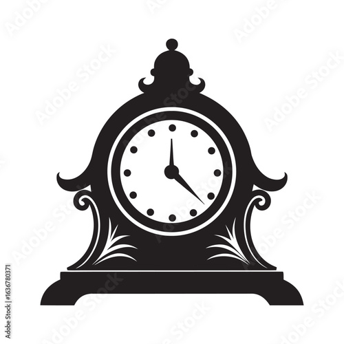 Classic Mantel Clock With Round Face Silhouette Design
