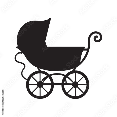 Old Fashioned Baby Carriage Stroller Silhouette Art