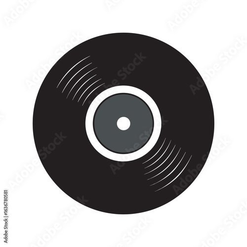 Old Gramophone Record Disc Silhouette Illustration