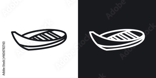 Wooden boat icons. Illustration of outline icons