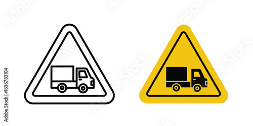 Truck warning signs. Illustration of outline icons