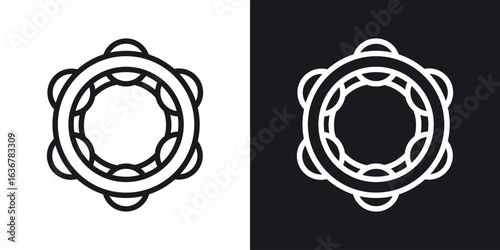 Tambourine icons. Illustration of outline icons