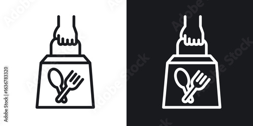 Take away food icons. Illustration of outline icons