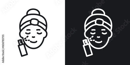 Spray on face icons. Illustration of outline icons