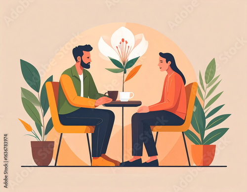 Couple Conversation at Cafe