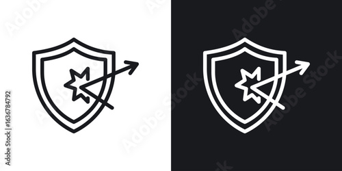 Protection from attack icons. Illustration of outline icons