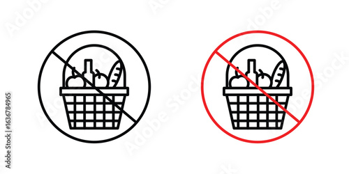 Picnics are prohibited signs. Illustration of outline icons