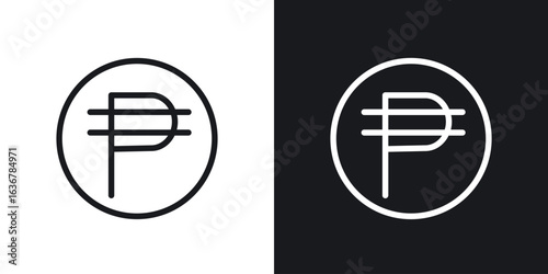 Philippine currency icons. Illustration of outline icons
