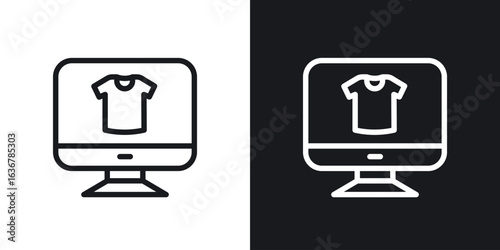 Online clothes shopping icons. Illustration of outline icons