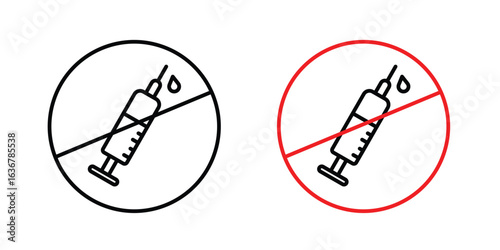 No syringe signs. Illustration of outline icons